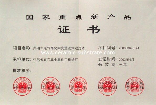 Κίνα Jiangsu Province Yixing Nonmetallic Chemical Machinery Factory Co.,Ltd Πιστοποιήσεις